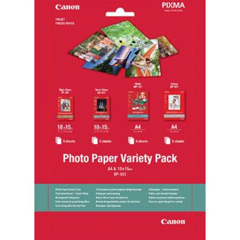 Canon Photo Paper Variety Pack VP-101, foto papír, bílý, 20 ks, 0775B079, inkoustový,5x PP201, 5x SG201 (10x15cm), 5x MP101, 5x GP