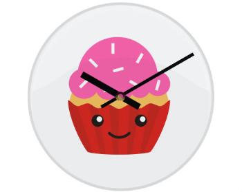 Hodiny skleněné Kawaii cupcake