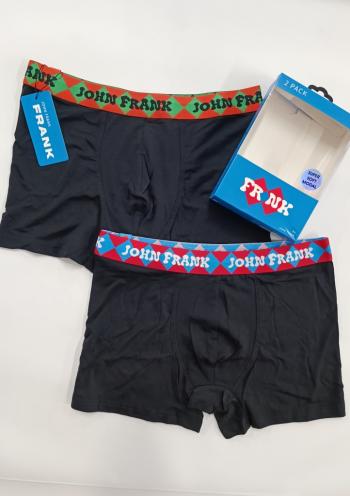 Pánské boxerky John Frank JF2BMODHYPE04 2PACK L Černá