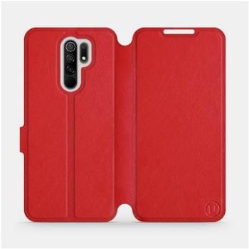 Flip pouzdro na mobil Xiaomi Redmi 9 - Červené - kožené -   Red Leather (5903516313198)