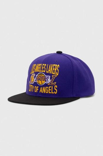 Kšiltovka Mitchell&Ness NBA LOS ANGELES LAKERS fialová barva, s aplikací