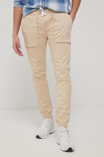 Kalhoty Tommy Jeans Scanton pánské, béžová barva, jogger