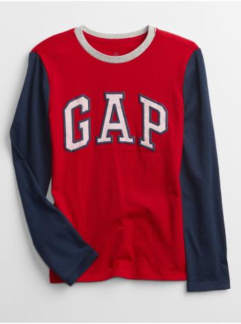Červené klučičí tričko GAP Logo long sleeve t-shirt