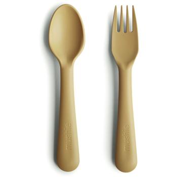 Mushie Fork and Spoon Set příbor Mustard 2 ks