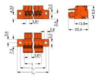 Zásuvkový konektor na kabel WAGO 2734-216/031-000, 75.76 mm, pólů 16, rozteč 3.81 mm, 25 ks