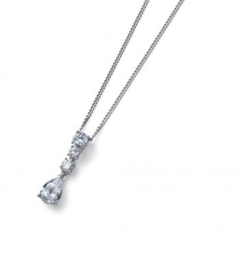 Oliver Weber Jemný stříbrný náhrdelník s krystaly Genuine Drop 61184 (řetízek, přívěsek)