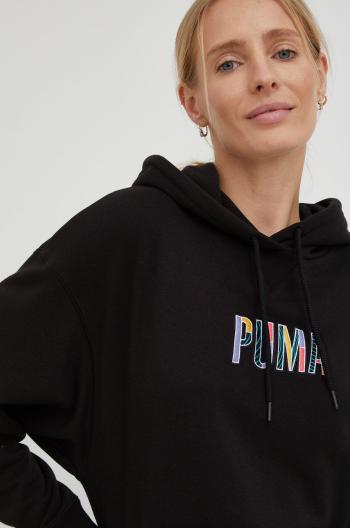 Mikina Puma dámská, černá barva, s aplikací