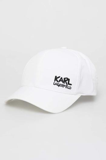Kšiltovka Karl Lagerfeld bílá barva, s potiskem
