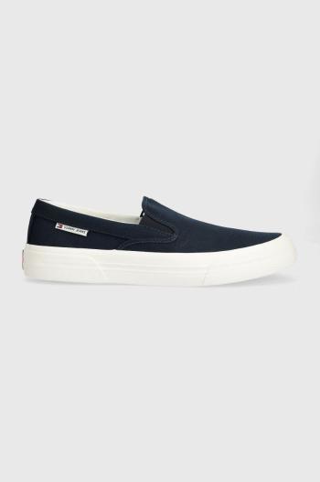 Tenisky Tommy Jeans TJM SLIP ON CANVAS COLOR pánské, tmavomodrá barva, EM0EM01366