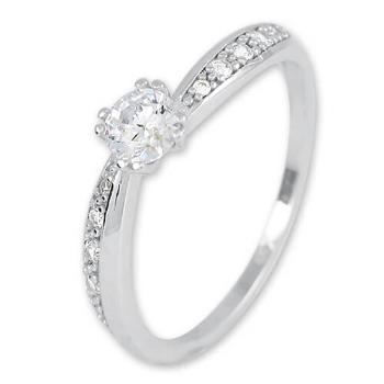 Brilio Třpytivý prsten z bílého zlata s krystaly 229 001 00830 07 49 mm