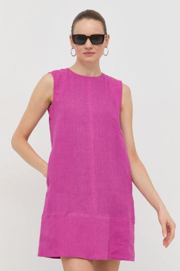 Plátěné šaty Marella růžová barva, mini