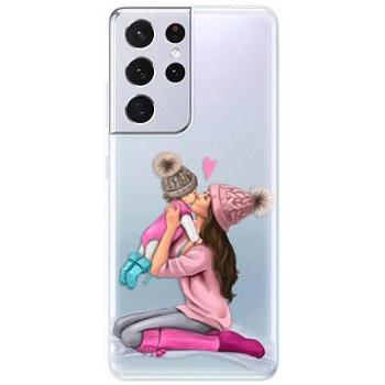 iSaprio Kissing Mom - Brunette and Girl pro Samsung Galaxy S21 Ultra (kmbrugirl-TPU3-S21u)