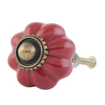 Keramická červená úchytka ve tvaru květiny – Ø 3 cm 63501