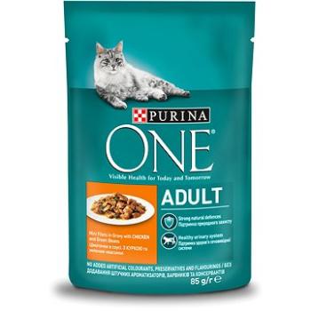 Purina ONE Adult mini filetky s kuřetem a zelenými fazolkami ve šťávě 85 g (7613038255743)