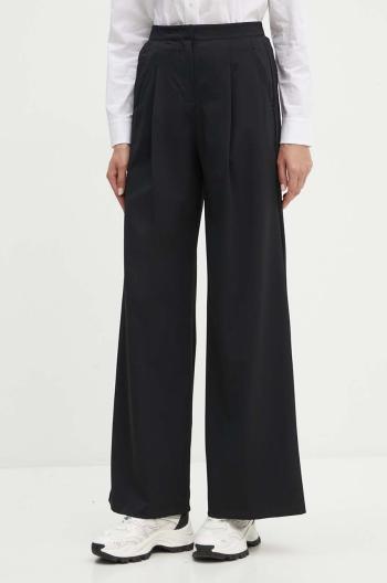 Kalhoty Max Mara Leisure dámské, černá barva, široké, high waist, 2426786017600