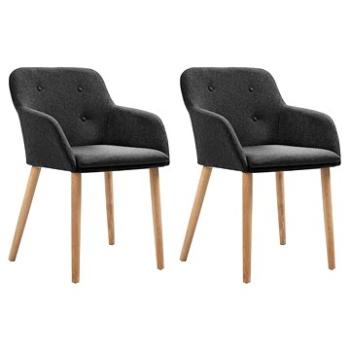 Jídelní židle 2 ks tmavě šedé textil a masivní dubové dřevo (248928)