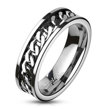 Šperky4U Pánský ocelový prsten řetěz - velikost 70 - OPR0144-70
