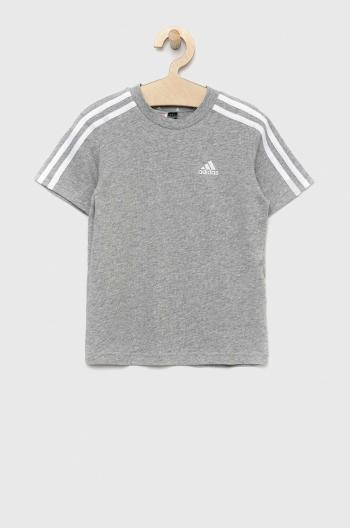 Dětské bavlněné tričko adidas LK 3S CO šedá barva