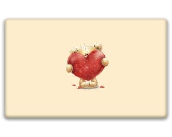 3D samolepky obdelník - 5ks Teddy with heart