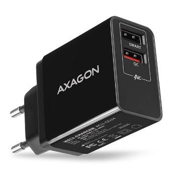 AXAGON ACU-QS24, QC & SMART nabíjačka do siete 24W, 2x port USB-A, QC3.0/AFC/FCP + 5V/1, 2A