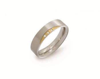 Boccia Titanium Pozlacený titanový prsten s diamanty 0138-04 52 mm