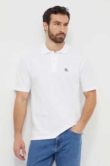 Polo tričko Calvin Klein Jeans bílá barva, s aplikací, J30J325433