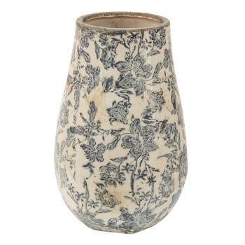 Keramická dekorační váza se šedými květy Mell French L - Ø 16*25 cm 6CE1445L