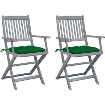 Skládací zahradní židle s poduškami 2 ks masivní akáciové dřevo, 3064502 (3064502)