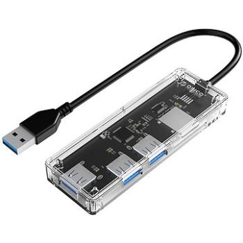 Orico USB-A Hub 4xUSB 3.0 Transparent thin, TF/SD reader (TA2U3-3ATS-CR-BP-CZ)