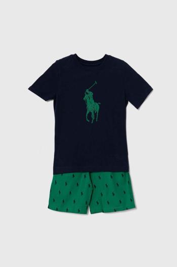 Dětské bavlněné pyžamo Polo Ralph Lauren zelená barva