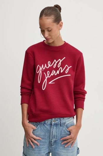 Mikina Guess Jeans dámská, červená barva, s potiskem, W4BQ17 KC811