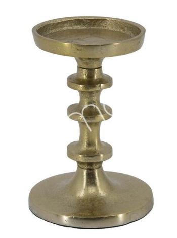 Bronzový antik kovový svícen na širokou svíčku - Ø 10*15cm 001-20-4034-MINI-BRONZE