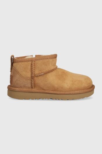 Dětské semišové sněhule UGG T CLASSIC ULTRA MINI béžová barva