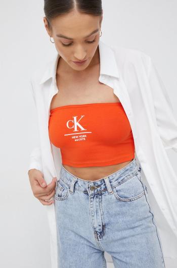 Top Calvin Klein Jeans dámský, oranžová barva, cold shoulder