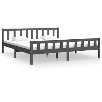 Rám postele šedý masivní dřevo 180 × 200 cm Super King, 810696 (810696)