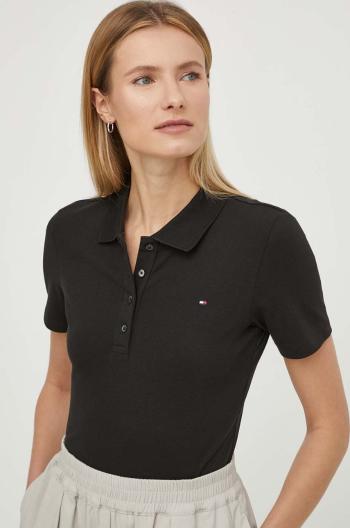 Polo tričko Tommy Hilfiger černá barva, WW0WW42047