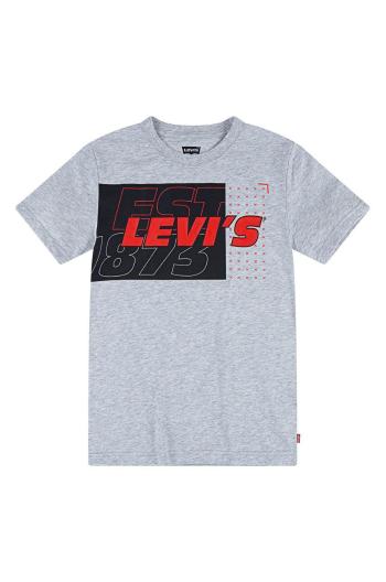Dětské bavlněné tričko Levi's šedá barva, s potiskem
