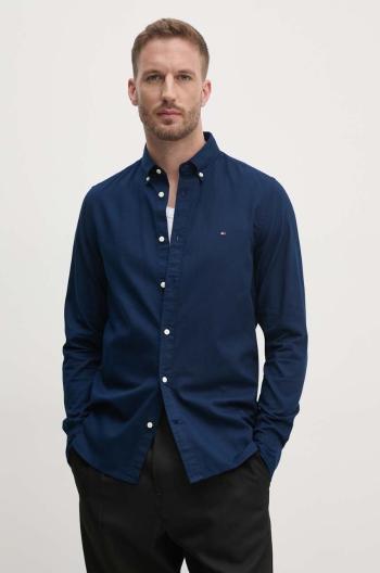 Bavlněná košile Tommy Hilfiger tmavomodrá barva, slim, s límečkem button-down, MW0MW34568