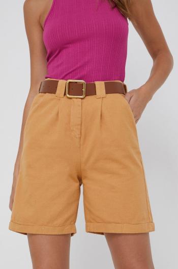 Bavlněné šortky Answear Lab dámské, béžová barva, hladké, high waist