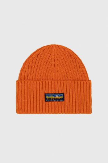 Vlněný klobouk Superdry oranžová barva, z husté pleteniny