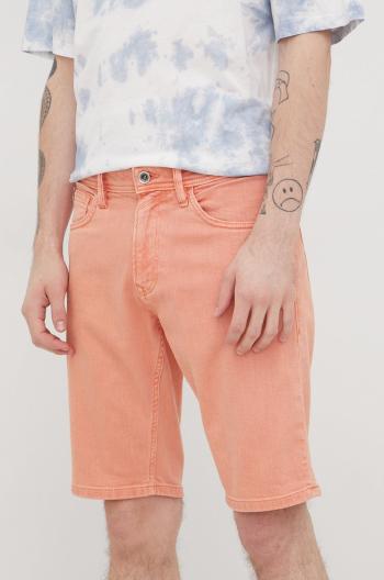 Džínové šortky Tom Tailor pánské, oranžová barva