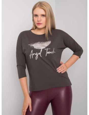 Dámská halenka s potiskem plus size DAHLEA tmavě khaki 