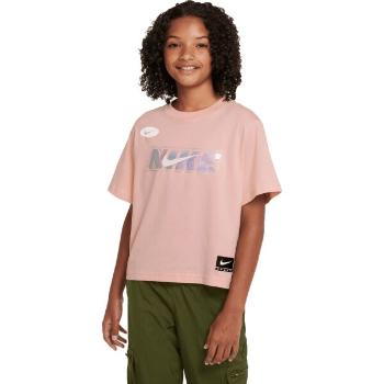 Nike NSW TEE BOXY ICON CLASH Dívčí tričko, růžová, velikost S