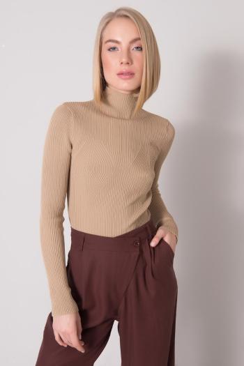 TMAVĚ BÉŽOVÝ DÁMSKÝ ŽEBROVANÝ ROLÁK 15817-DARK BEIGE Velikost: XS