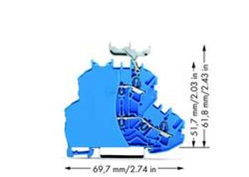 Dvojitá průchodková svorka WAGO 2002-2234/099-000, osazení: N, N, pružinová svorka, 4.20 mm, modrá, 50 ks