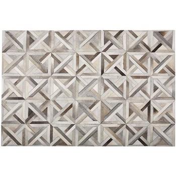Kožený patchworkový koberec 140 x 200 cm hnědý a béžový TAYTAN, 236737 (beliani_236737)