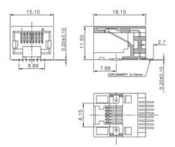 Zásuvka, vestavná horizontální encitech 3253-0010-02, RJ45 RJJU-88-141-E3H-005, černá, 1 ks