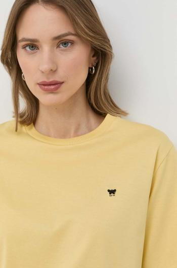 Bavlněné tričko Weekend Max Mara žlutá barva