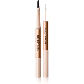 Makeup Revolution Fluffy Brow Filter Duo oboustranná tužka na obočí pro fixaci a tvar odstín Dark Brown 0.12 g