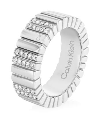 Calvin Klein Módní ocelový prsten s krystaly Minimalistic Metal 35000440 52 mm